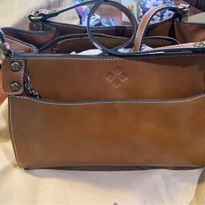 Patricia Nash Brown Leather Shoulder Bag with Structured Design